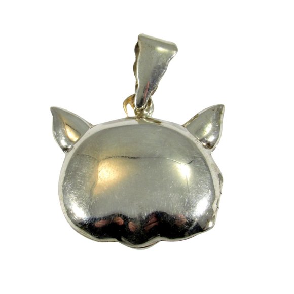 Vintage Solid 925 Sterling Silver Pig Piggy Face Locket Pendant, Photo Keepsake - Picture 7 of 8